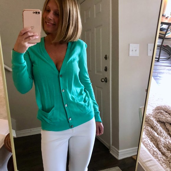 Ann Taylor Turquoise Cardigan - Picture 2 of 4